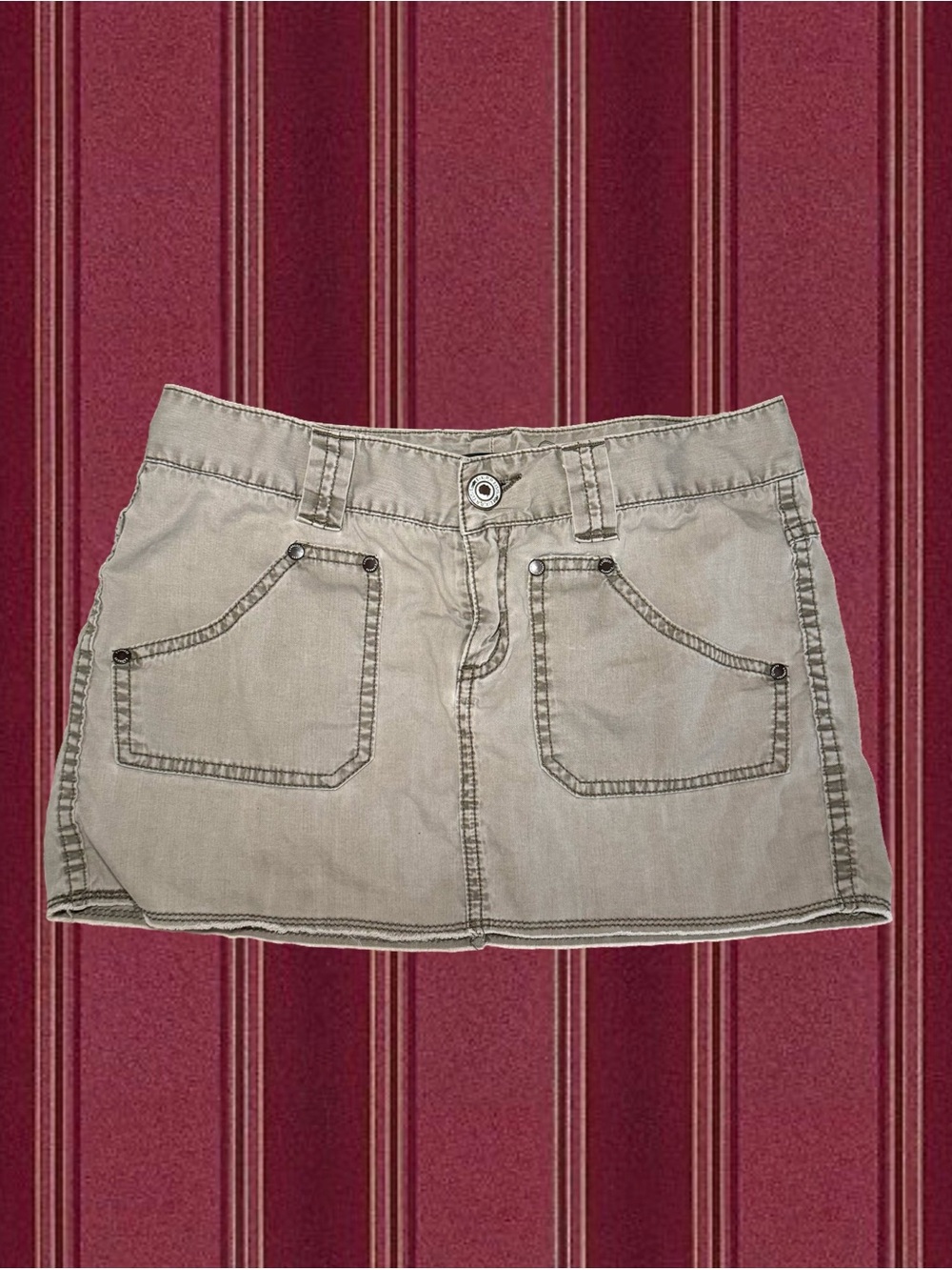 Express Khaki Green Cargo Mini Skirt